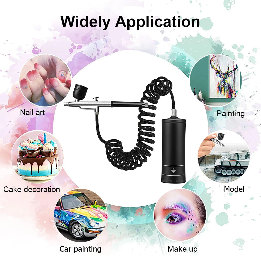 Cordless Airbrush Nail Kit with USB Compressor & 3 Cups