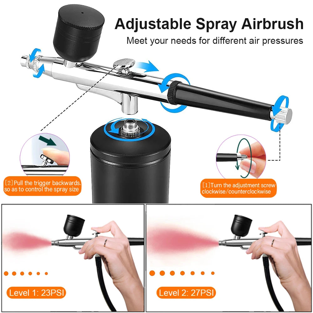 Cordless Airbrush Nail Kit with USB Compressor & 3 Cups