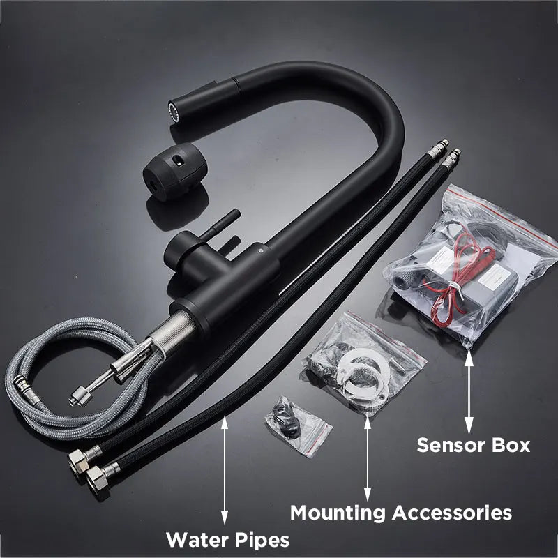 Touch Control Black Pull-Out Kitchen Faucet