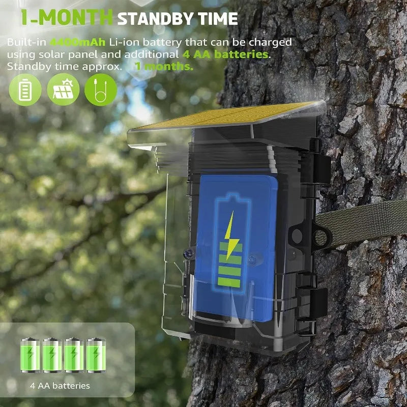 Solar 4K Wildlife Trail Camera with Night Vision & Motion