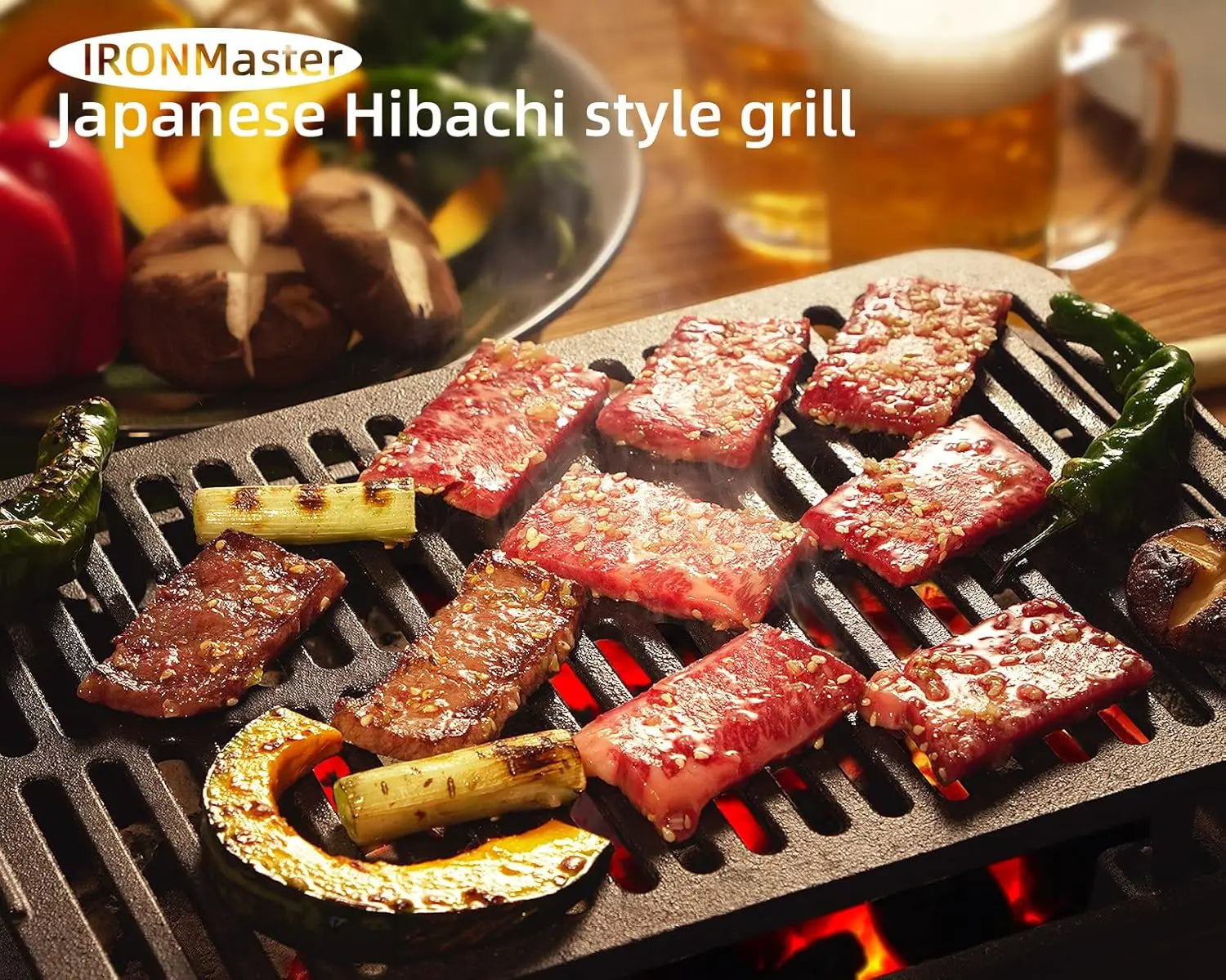 Compact Cast Iron Grill for Yakitori & Camping BBQ