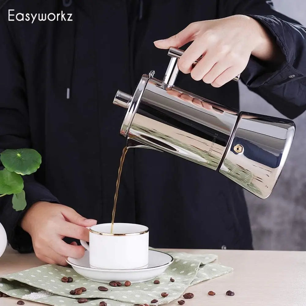 Easyworkz Diego Stainless Steel Espresso Maker – Induction Moka Pot