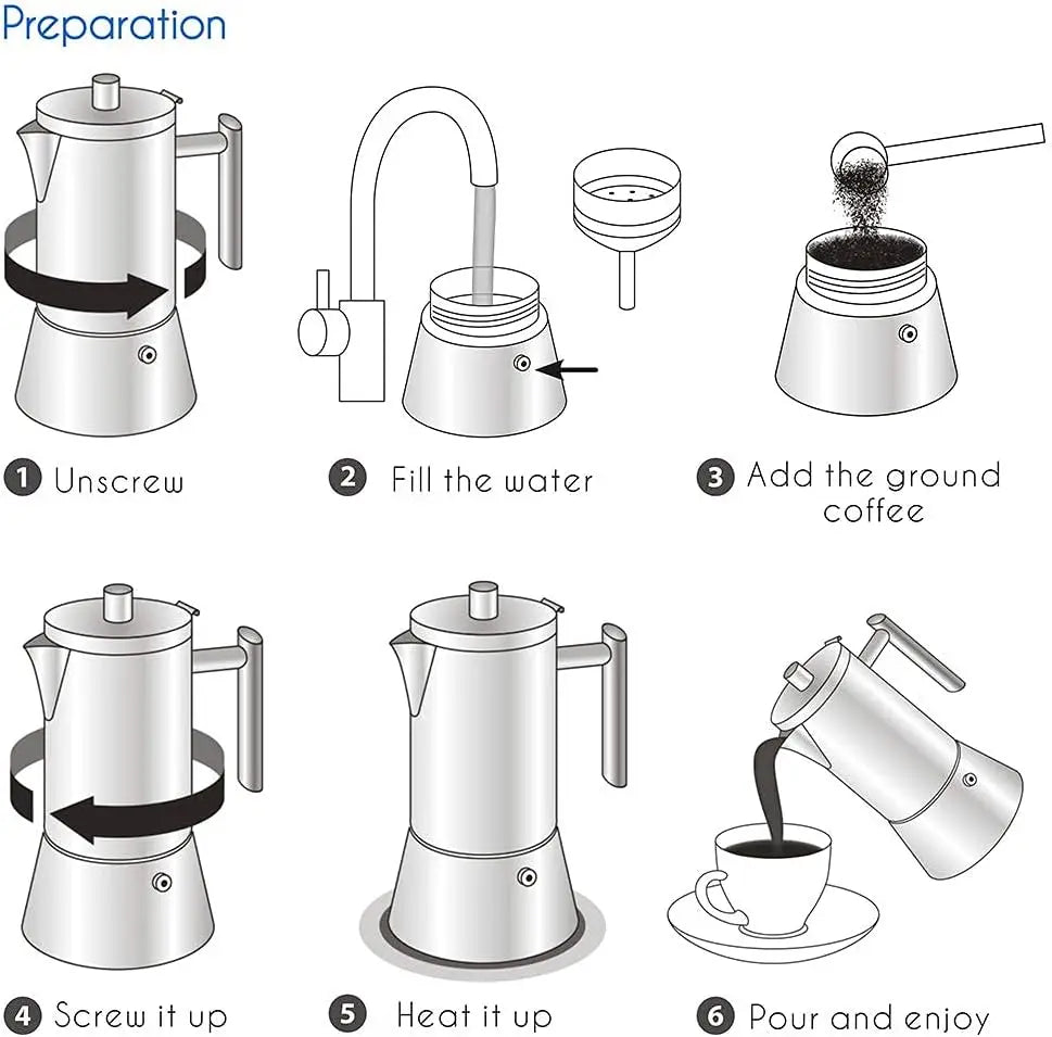 Easyworkz Diego Stainless Steel Espresso Maker – Induction Moka Pot
