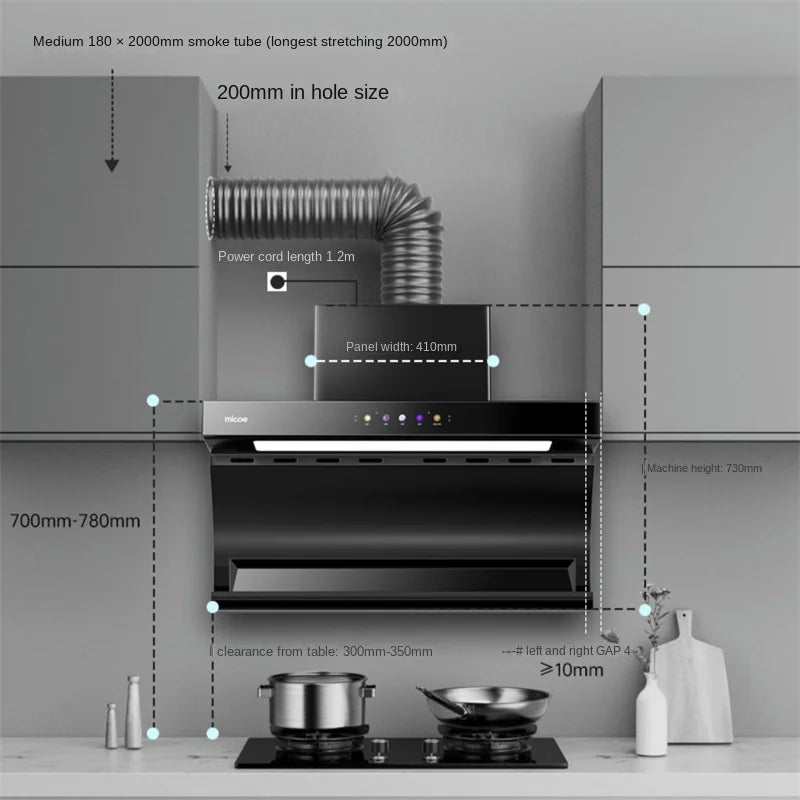 Large Suction Kitchen Hood – Powerful & Quiet Air Extractor