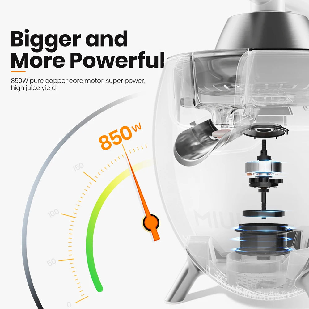 MIUI 850W Citrus Juicer – Powerful Electric Orange & Lemon Squeezer