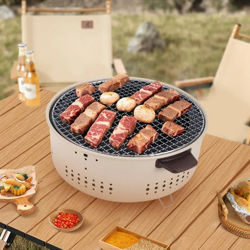 Portable Korean BBQ Charcoal Grill for Outdoor Cooking