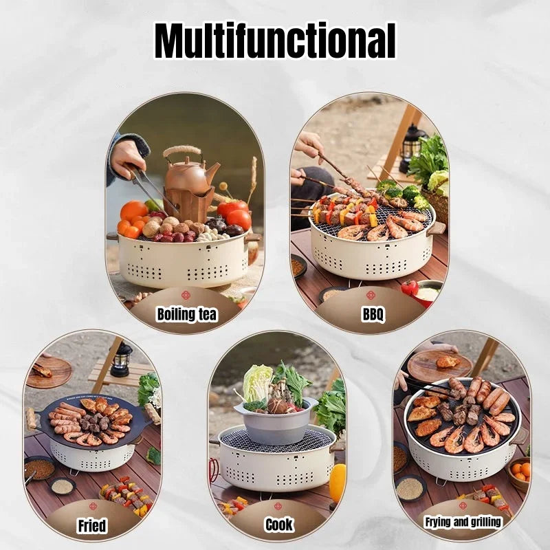 Portable Korean BBQ Charcoal Grill for Outdoor Cooking