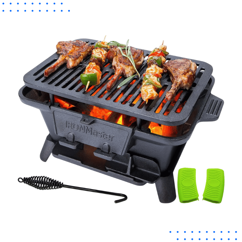 Compact Cast Iron Grill for Yakitori & Camping BBQ