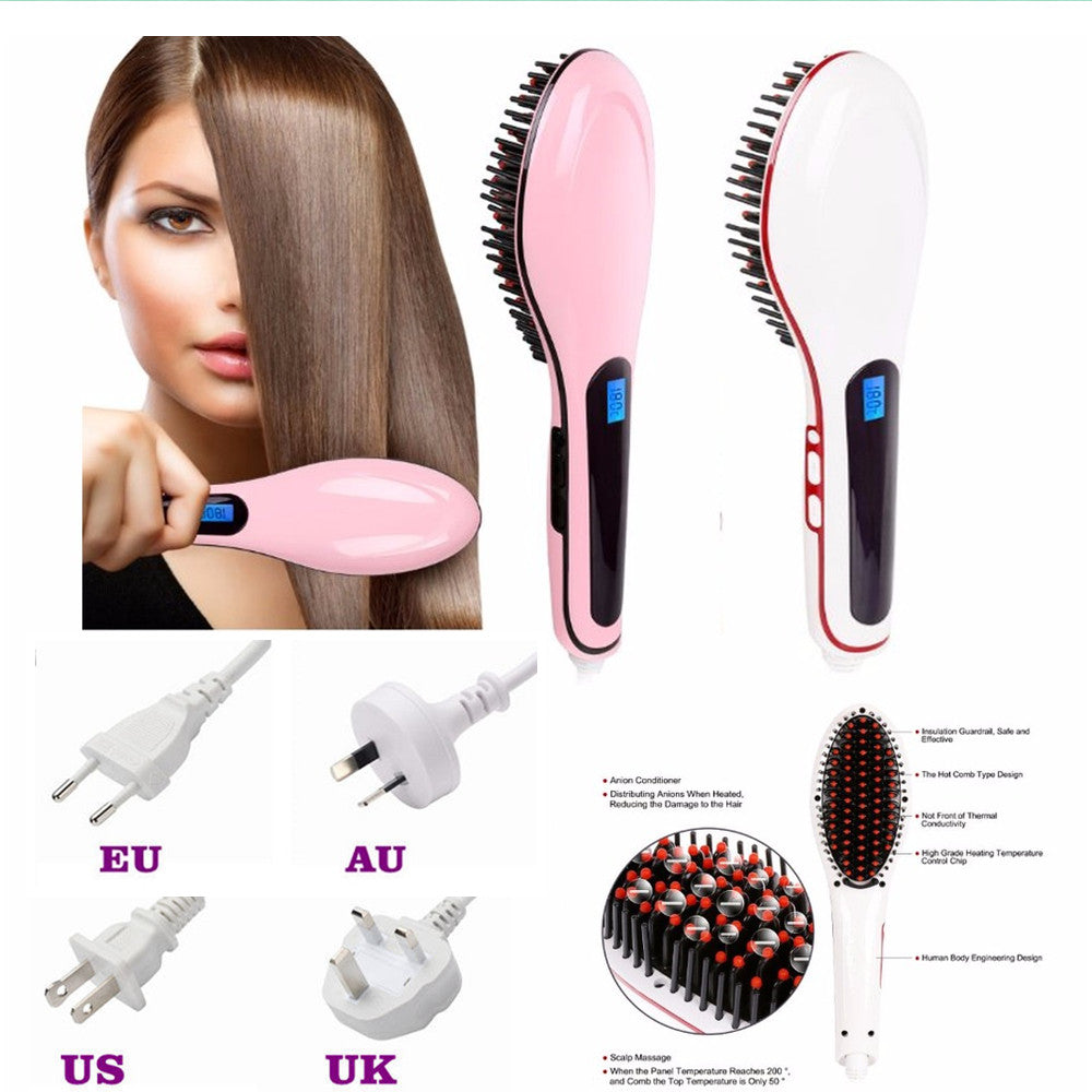 LED Hair Straightening Brush – Smooth & Shiny in Minutes